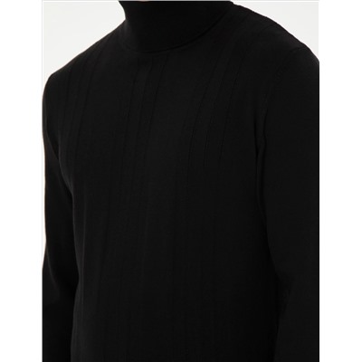 Black Slim Fit Fisherman воротник из смешанного трикотажного свитера