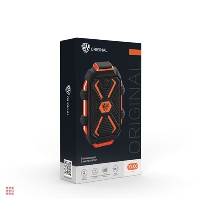 Аккумулятор мобильный, 10000 мАч, USB, 2А, защита IP67, фонарик, Чёрный