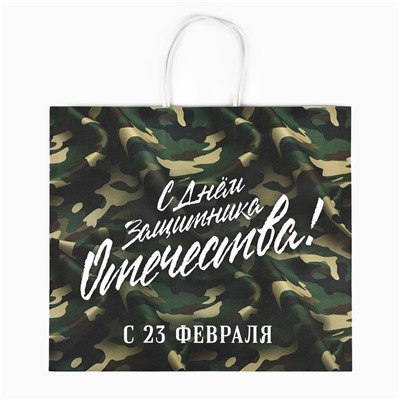 Пакет подарочный крафт «23 февраля», 32 х 28 х 15 см
