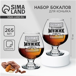 Бокалы для коньяка «Никогда не сдавайся», 265 мл, 2 шт.