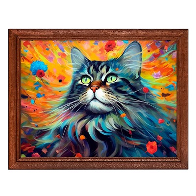 POSG-0334 Постер в рамке 23x17см Кот акварель