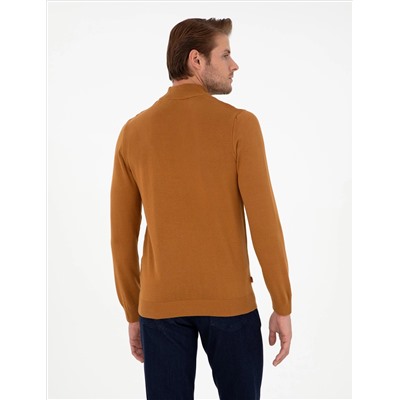 Brown Slim Fit Half Fisherman воротник базовый трикотажный свитер