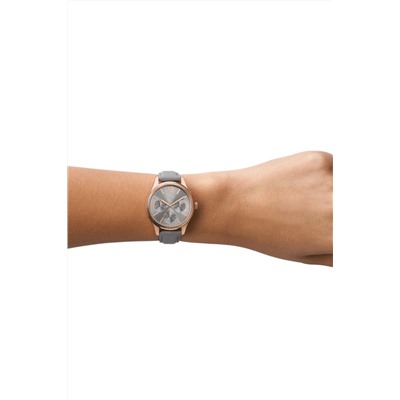 Reloj de cuarzo de piel - Gris y rosa dorado