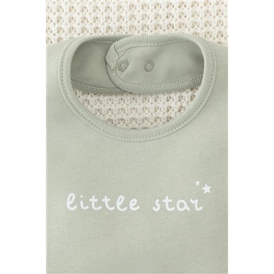 К 8526 Нагрудник новорожденка шалфей(little star)