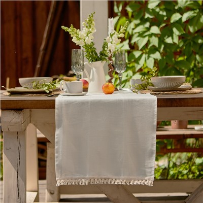Дорожка на стол Этель Linen style, 40×146 см, 100% лён, белая