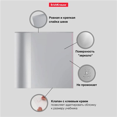 Набор обложек ПП 10 шт, 212 х 395 мм, 80 мкм, ErichKrause "Glossy Clear", для тетрадей и дневников, с клеевым краем и клапаном в край, глянцевые
