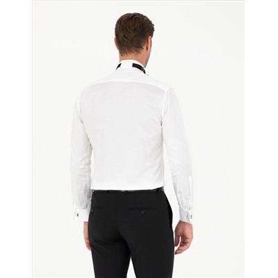 Белый бывший Рубашка для смокинга Slim Fit