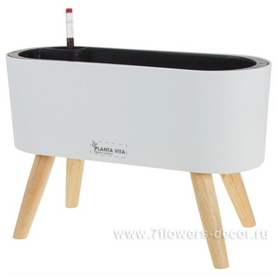 Кашпо PLANTA VITA "Oval Matt white WL" с автополивом (пластик), 42х16хH15 см