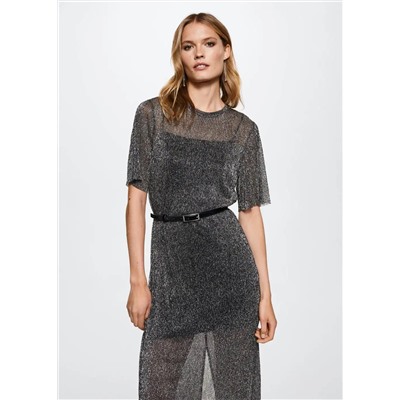 Vestido largo lúrex -  Mujer | MANGO OUTLET España