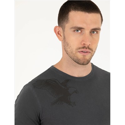 Black Slim Fit Kartal Printed Bike Bike T -For