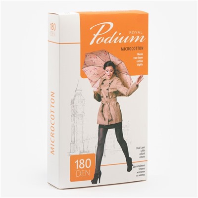 Колготки женские Podium MicroCotton 180 ден, цвет чёрный (nero), размер 4