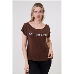 Футболка женская из вискозы Лирика / Темно-коричневый Call me angel