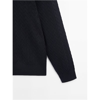 Jersey punto zigzag cuello redondo