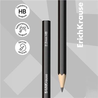 Набор чернографитных карандашей 4 штуки ErichKrause "Jet Black", HB, грифель d=2.2 мм, дерево, шестигранных, в пакете, чёрный корпус