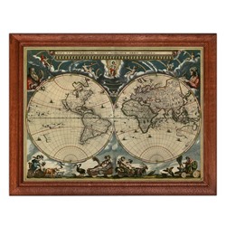 POSG-0193 Постер в рамке 23x17см Ян Виллемс Блау - Карта мира (1664)