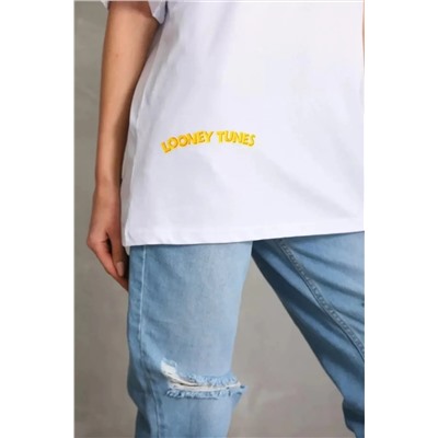 Футболка Oversize с принтом унисекс — белая