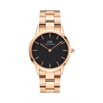 Reloj de cuarzo de acero Iconic Link - 36 mm - Rosa dorado y negro