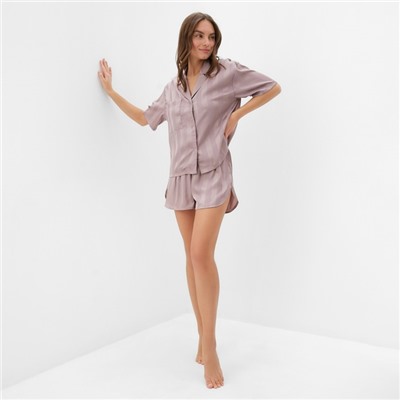 Пижама женская (рубашка и шорты) KAFTAN "Полоса" размер 44-46, розовый