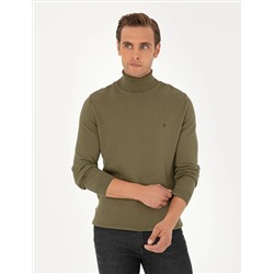 Темный хаки Слим Fit Fisherman воротник базовый трикотажный свитер