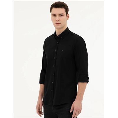 Black Slim Fit рубашка с длинным рукавом