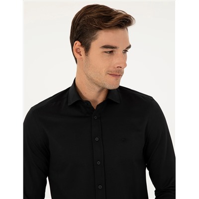 Black Slim Fit рубашка с длинным рукавом Amelor