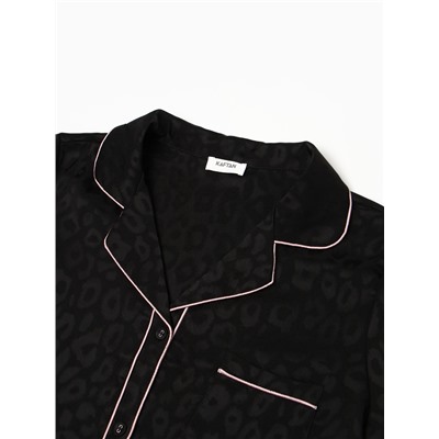 Пижама женская (рубашка и шорты) KAFTAN Leo black collection, размер 44-46, чёрная