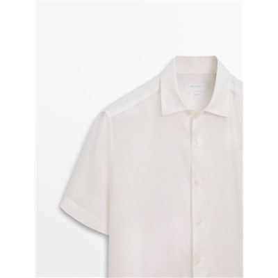 Camisa lino manga corta regular fit