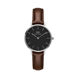 Reloj de cuarzo de piel Petite Bristol - Marrón oscuro y plateado