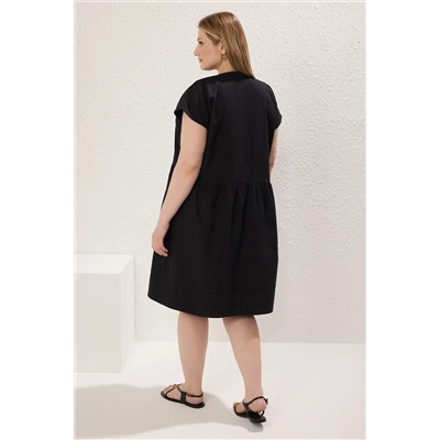 Black Button Poplin Weaing Faling Press Tbbss25ah00161
