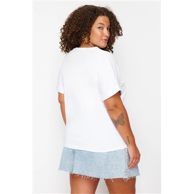 White Brode Подробный базовый 100 %хлопчатобумажный футболка TBBSS24BF00055
