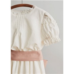 Vestido mangas abullonadas lazo -  Niña | MANGO OUTLET España