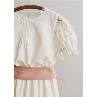 Vestido mangas abullonadas lazo -  Niña | MANGO OUTLET España