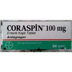 CORASPIN 100 mg 30 tablet  (аналог АСП*ИРИН КАРДИО)