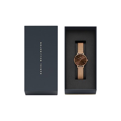 Reloj de cuarzo de acero y chapado en oro rosa Petite Amber