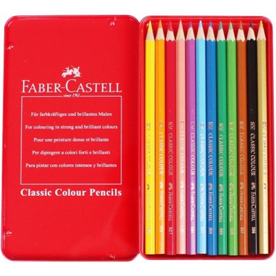 Карандаши цветные Faber-Castell, 12цв., заточен., метал. кор