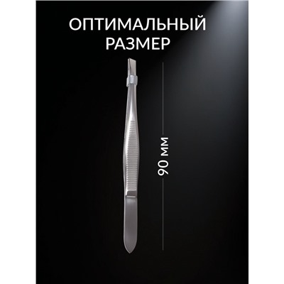 Пинцет Premium скошенный, узкий, 9 см, на блистере, цвет серебристый