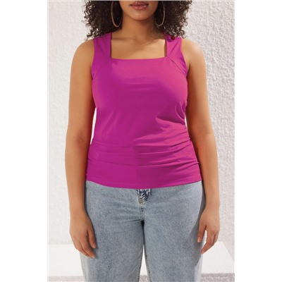 Fuchsia прямо квадратный вырез Shirred Blouse TBBSS25AF00027