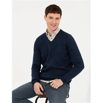 Всемгорный свитер с синим синим Slim Fit v Neat