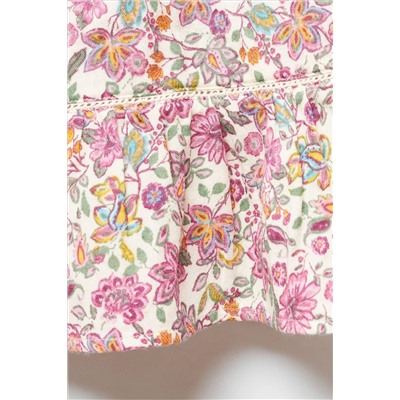 Mango Ruffle Flower Print Skirt