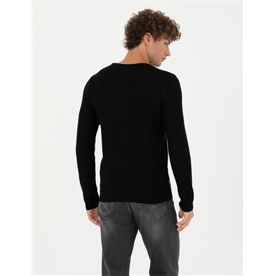 Black Slim Fit Bike Yaka Knitwear свитер