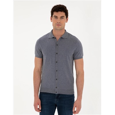 Темная кнопка Slim Fit с полным кнопкой с воротником поло
