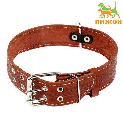 Ошейник кожаный однослойный,80 х 4,5 см, ОШ 51-65 см, микс