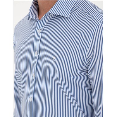 Синий полосатый бывший. Slim Fit рубашка с длинным рукавом