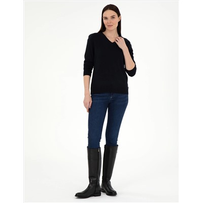 Navy Blue Slim Fit Basic Sweater