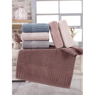 Набор полотенец Карвен Lux Cotton PIANO махра 30*50/50*90/70*140  HS 1709 v6 kiremit/коричневый (Акция)