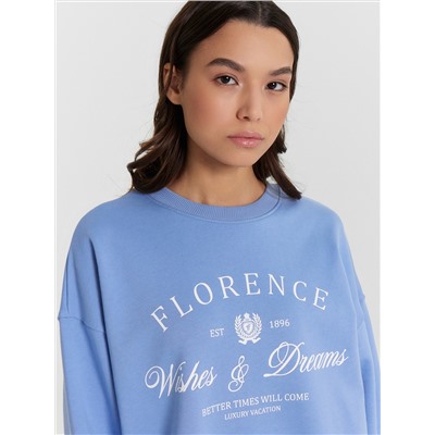 Свитшот женский синий с надписью Florence