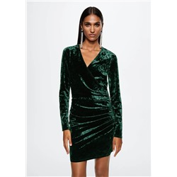 Vestido cruzado terciopelo -  Mujer | MANGO OUTLET España