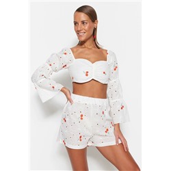 White Fruit Patchered Woven Shorts & Bermuda TBESS23SR00049