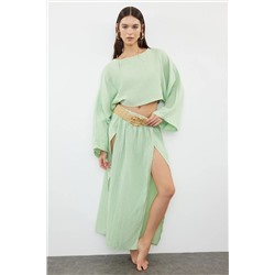 Монетный мятный плетение SLIT Müslin Blouse Beach Skirt Tool TBESS24AU00053