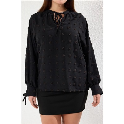 Black Balloon Eleve Pompom Toven Блузка большого размера TBBAW25AF00049